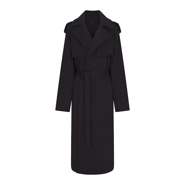 BOYFRIEND FLEECE TRENCH COAT | WASHED ONYX (JACKETS) FLAT ON A WHITE BACKGROUND | FLT