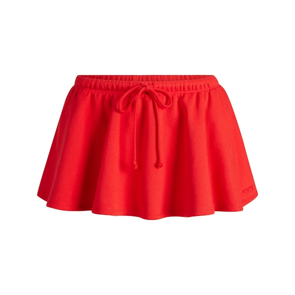 COTTON FLEECE MINI SKIRT | RUBY FLAT ON A WHITE BACKGROUND | FLT