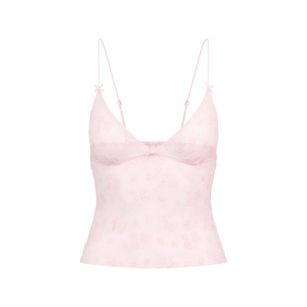 SPRING INTIMATES TRIANGLE CAMI | CHERRY BLOSSOM TWO TONE FLAT ON A WHITE BACKGROUND | FLT