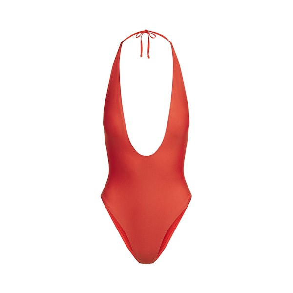 MINIMAL SWIM DEEP PLUNGE ONE PIECE | TERRA FLAT ON A WHITE BACKGROUND | FLT